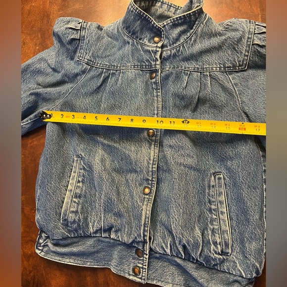 Vintage 80s Denim Jean Jacket Buffalo Plaid Flannel Lined Women’s Size M Puff - Picture 13 of 13